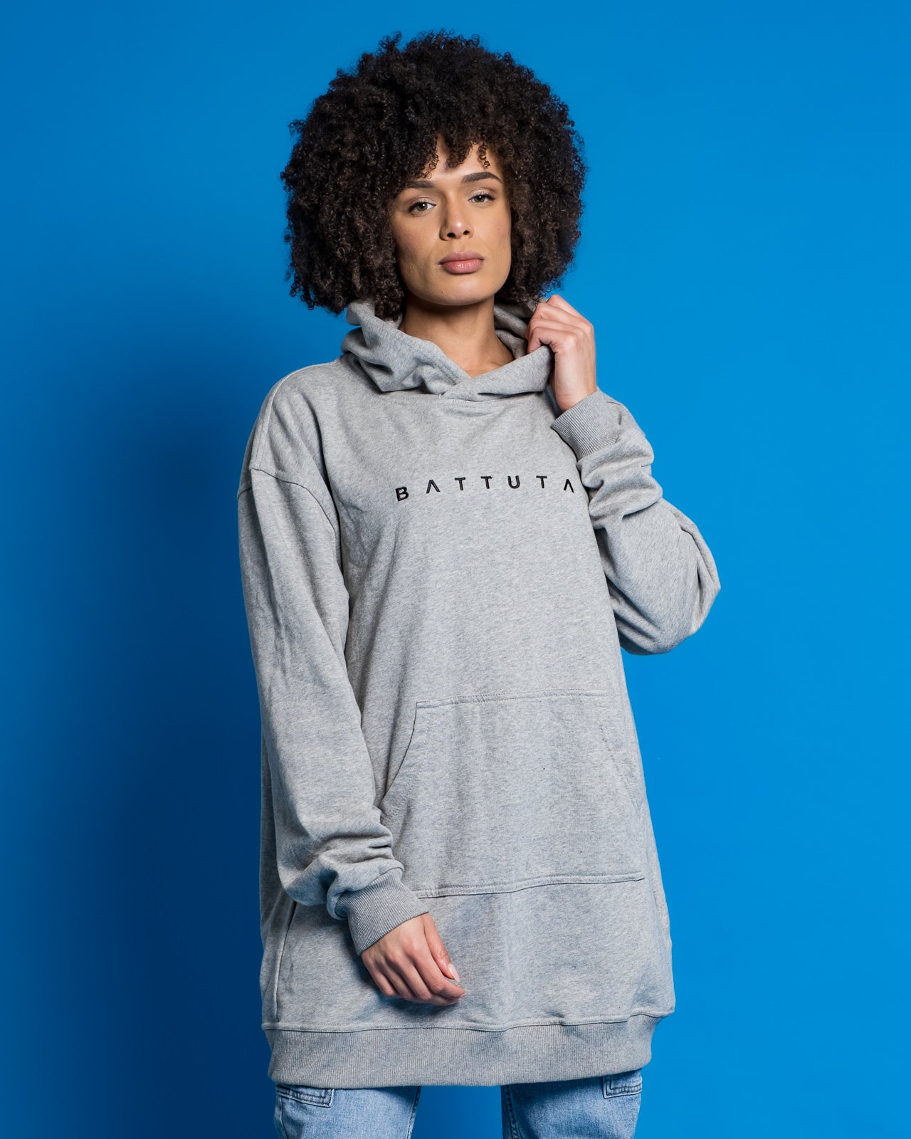 ULTRAHEAVYWEIGHT OVERSIZED LONG WOMEN HOODIE- GREY