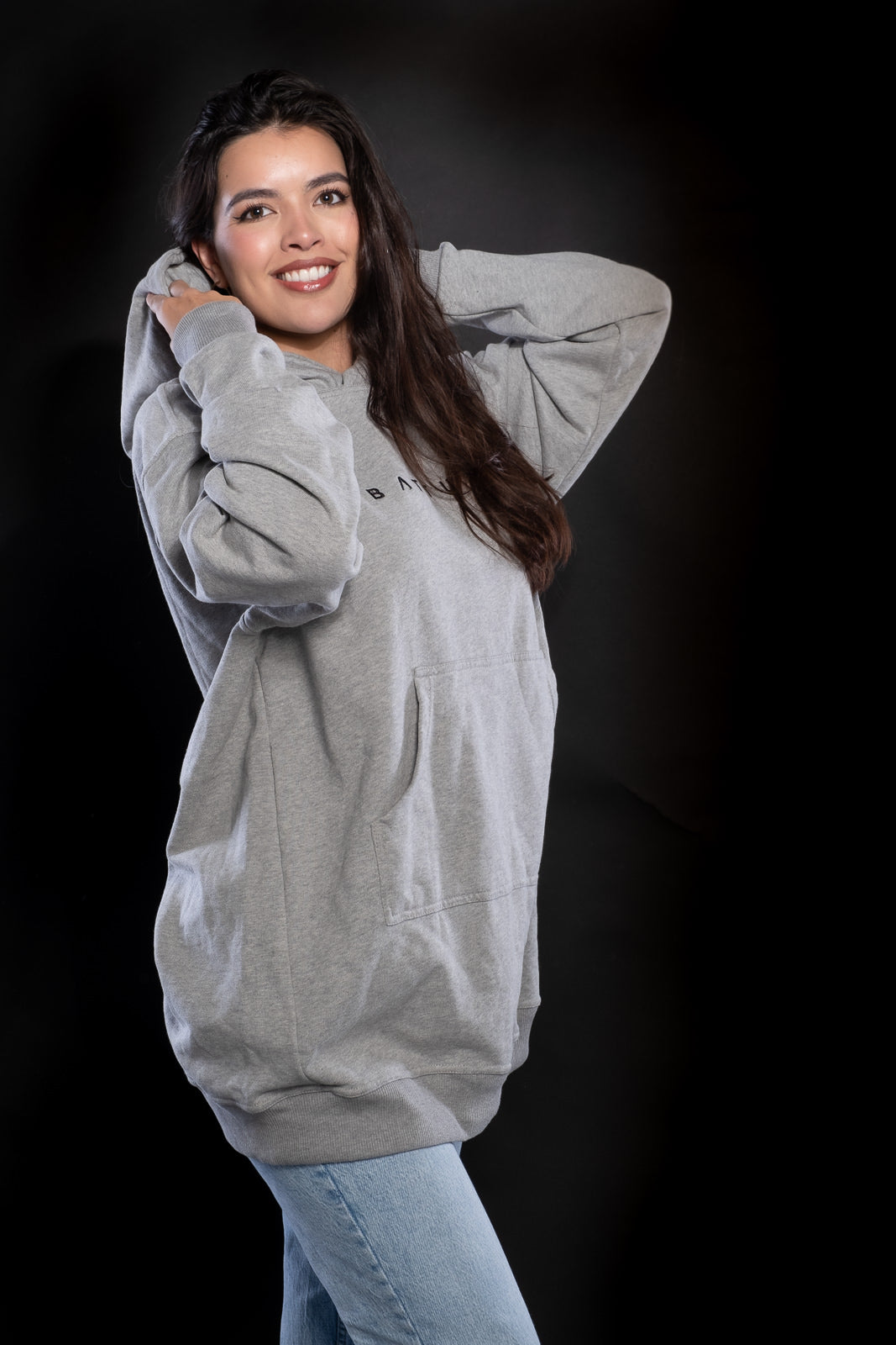 ULTRAHEAVYWEIGHT OVERSIZED LONG WOMEN HOODIE- GREY