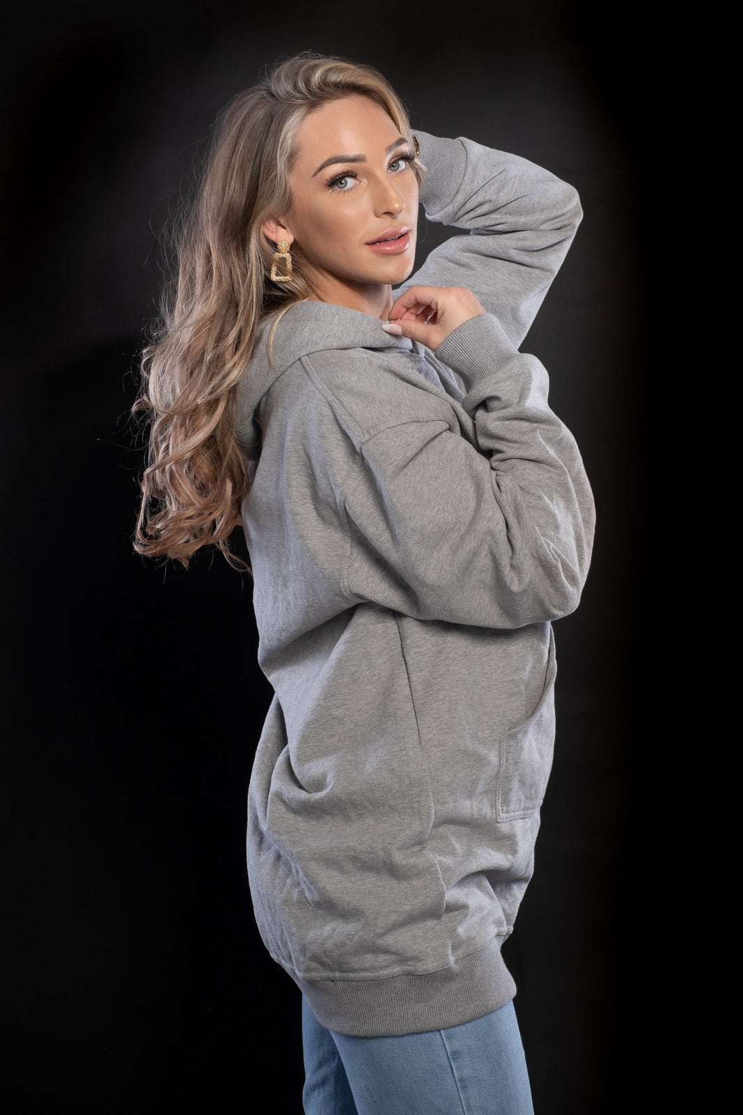 ULTRAHEAVYWEIGHT OVERSIZED LONG WOMEN HOODIE- GREY