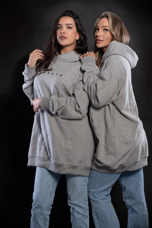 ULTRAHEAVYWEIGHT OVERSIZED LONG WOMEN HOODIE- GREY